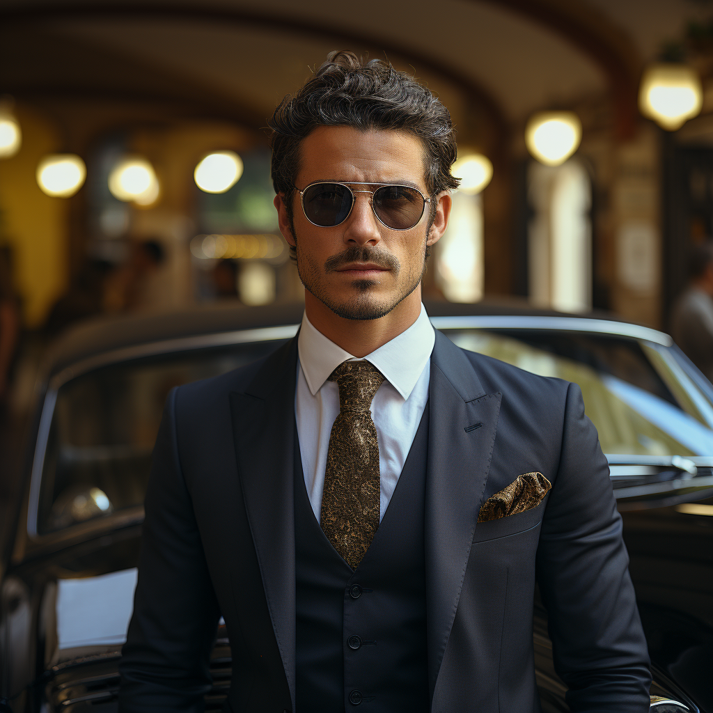 Italian mafioso in stylish suit