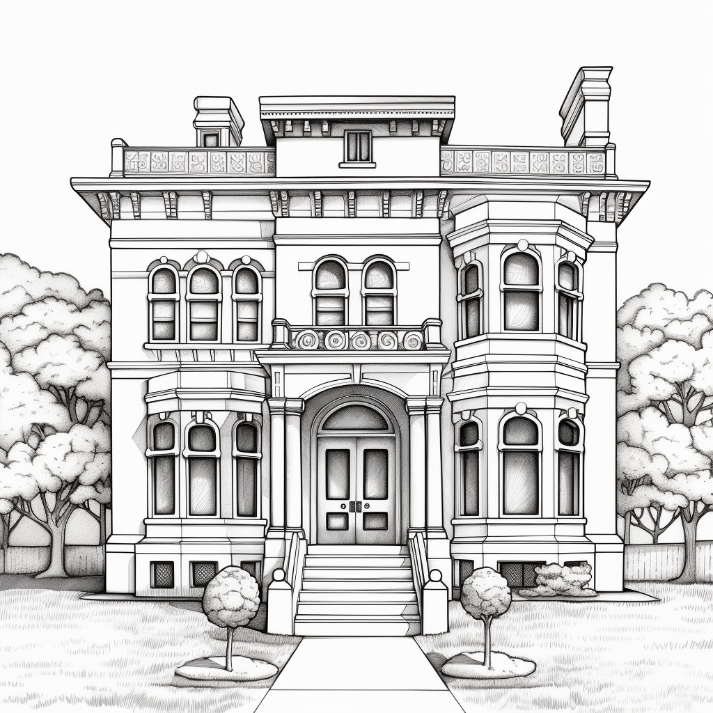 Doodle Drawing of Italianate Style Home