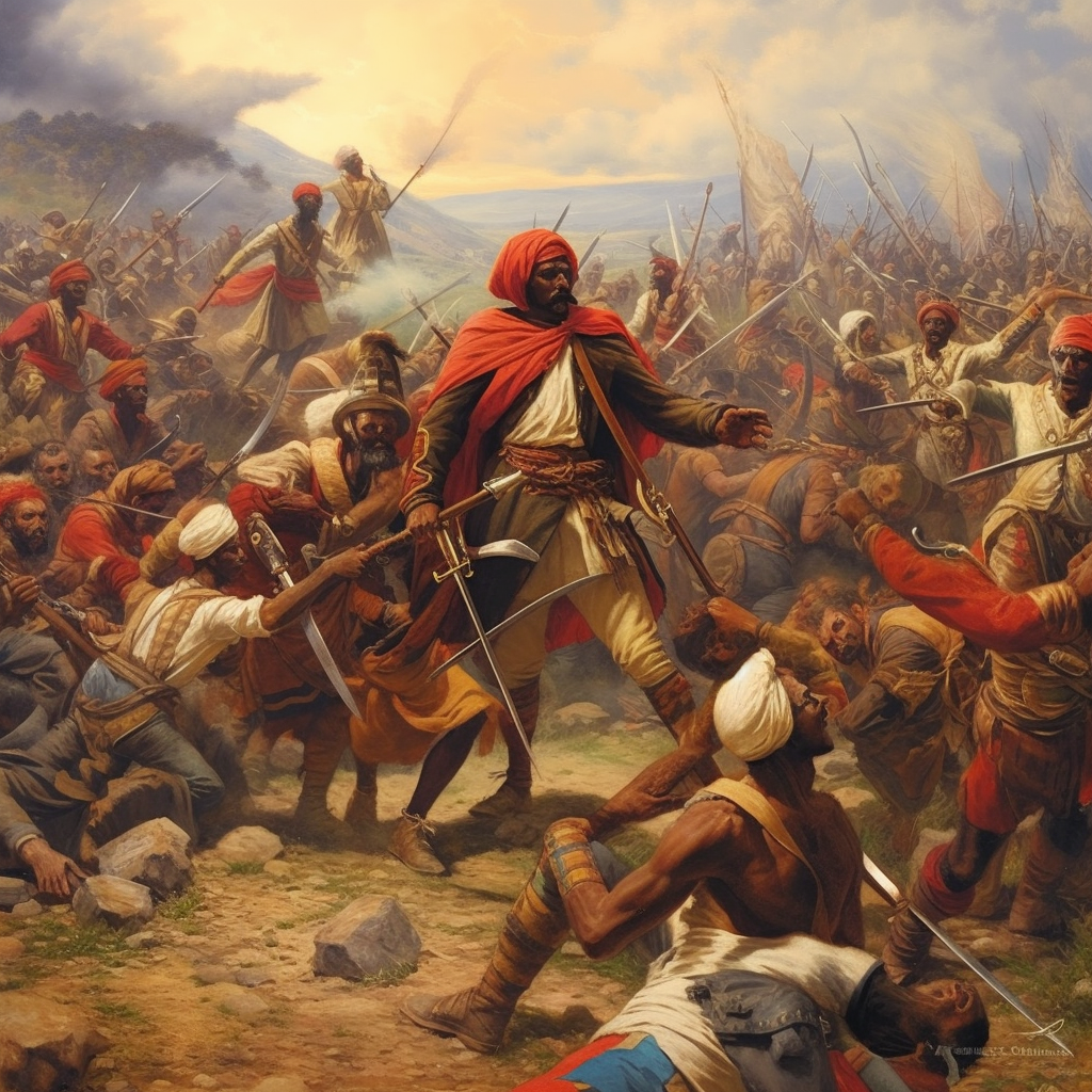 Italian and Ethiopian soldiers clashing in Battle of Adwa