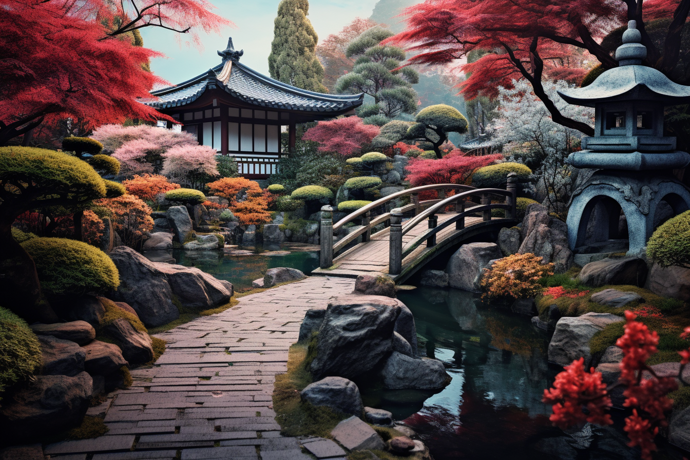 Beautiful Japanese garden scenery