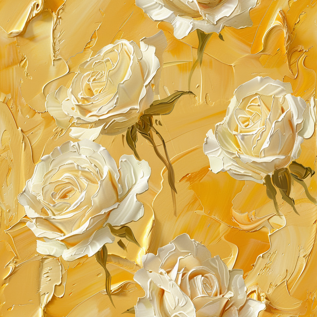 Soft ivory roses on gold background