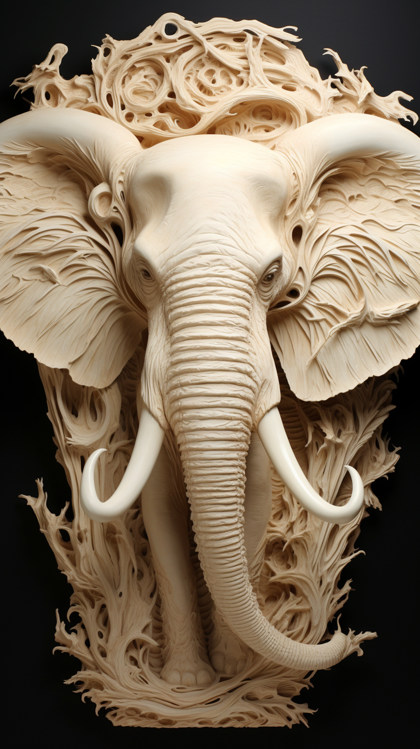 Hyper realistic ivory sculpture in cave