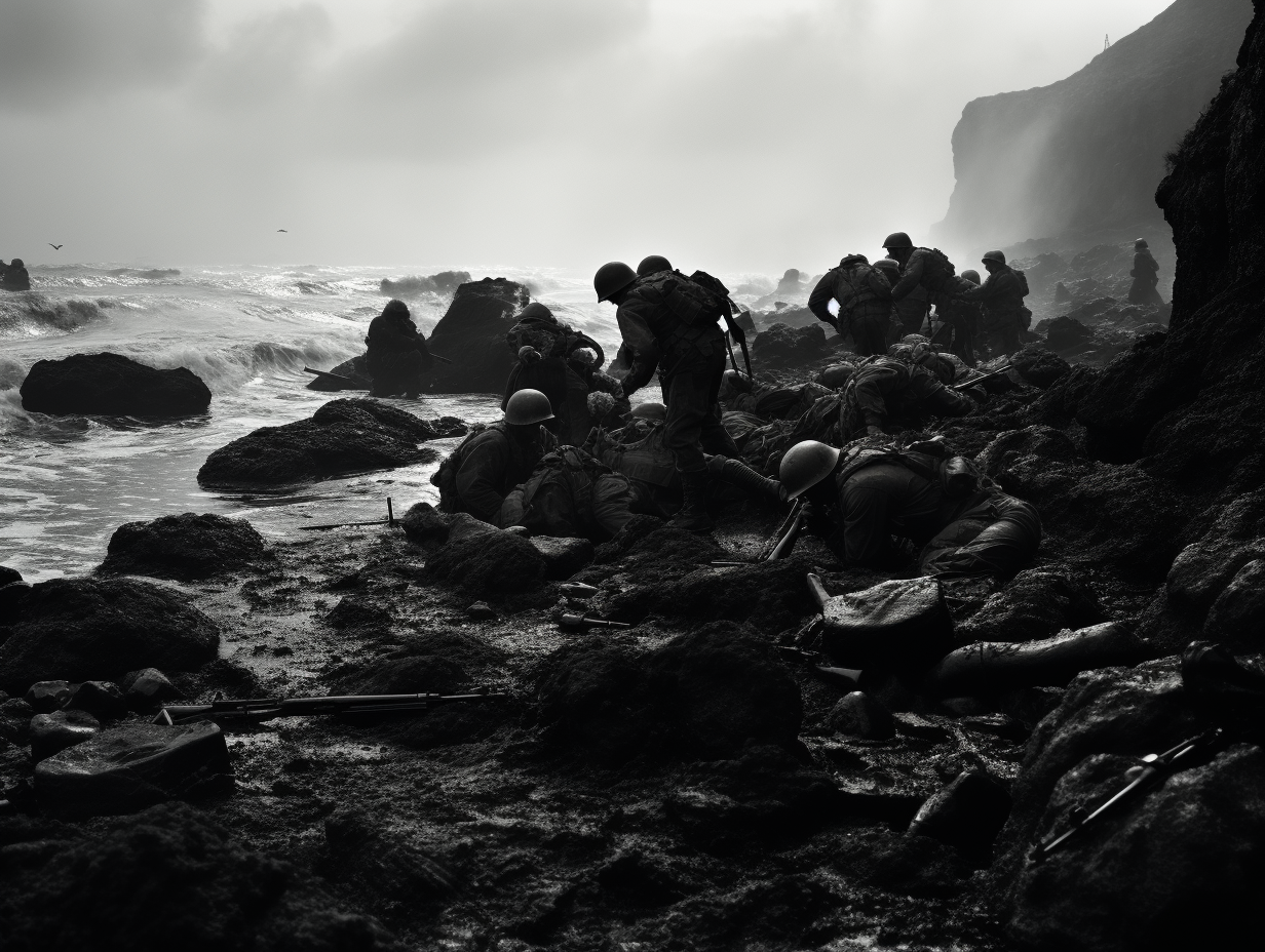 Soldiers washed up in Iwo Jima