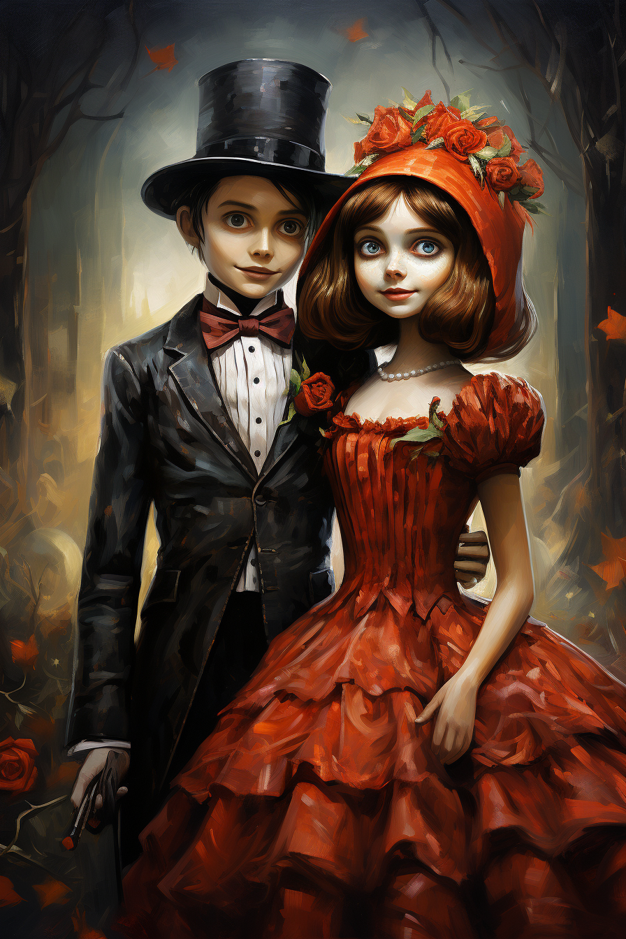 Oil Painting of Jack and Jill Skellington