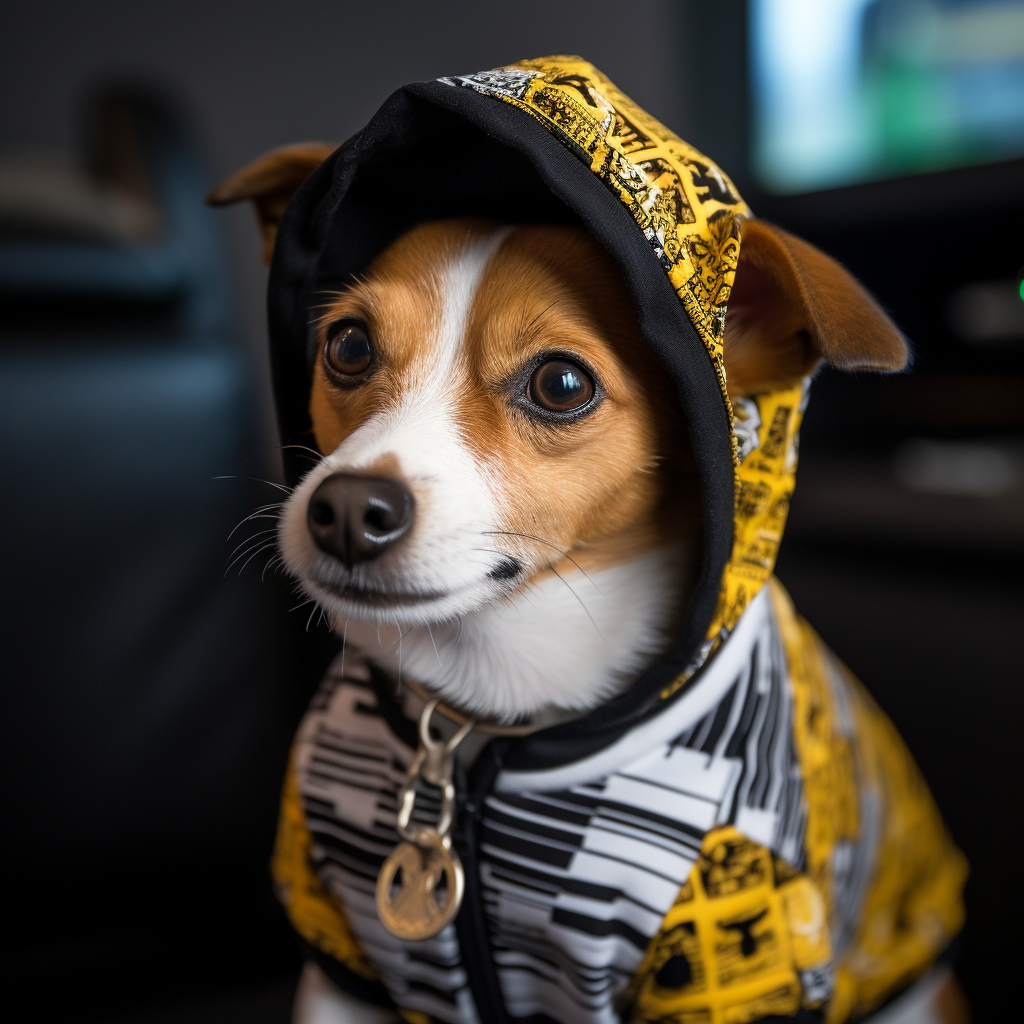 Dog dressed as Satoshi Nakamoto