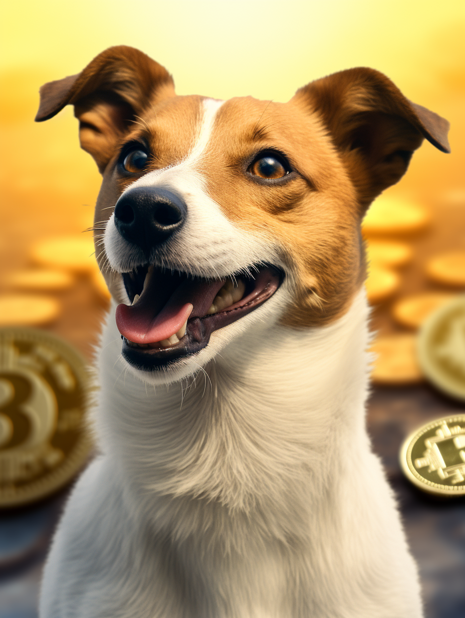 Colorful Jack Russell Terrier with Bitcoin