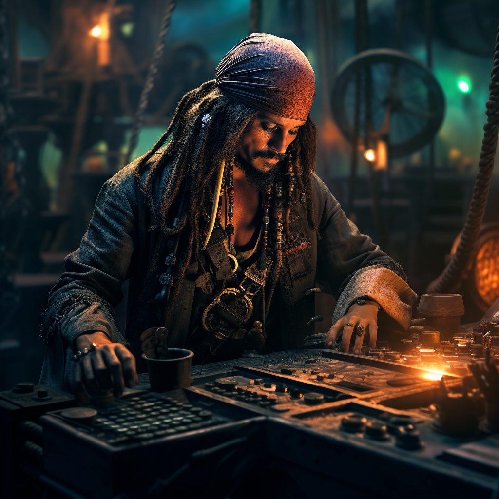 Jack Sparrow DJing on the Black Pearl