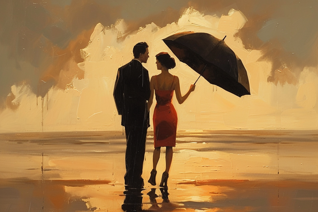 Passionate couple in Jack Vettriano style