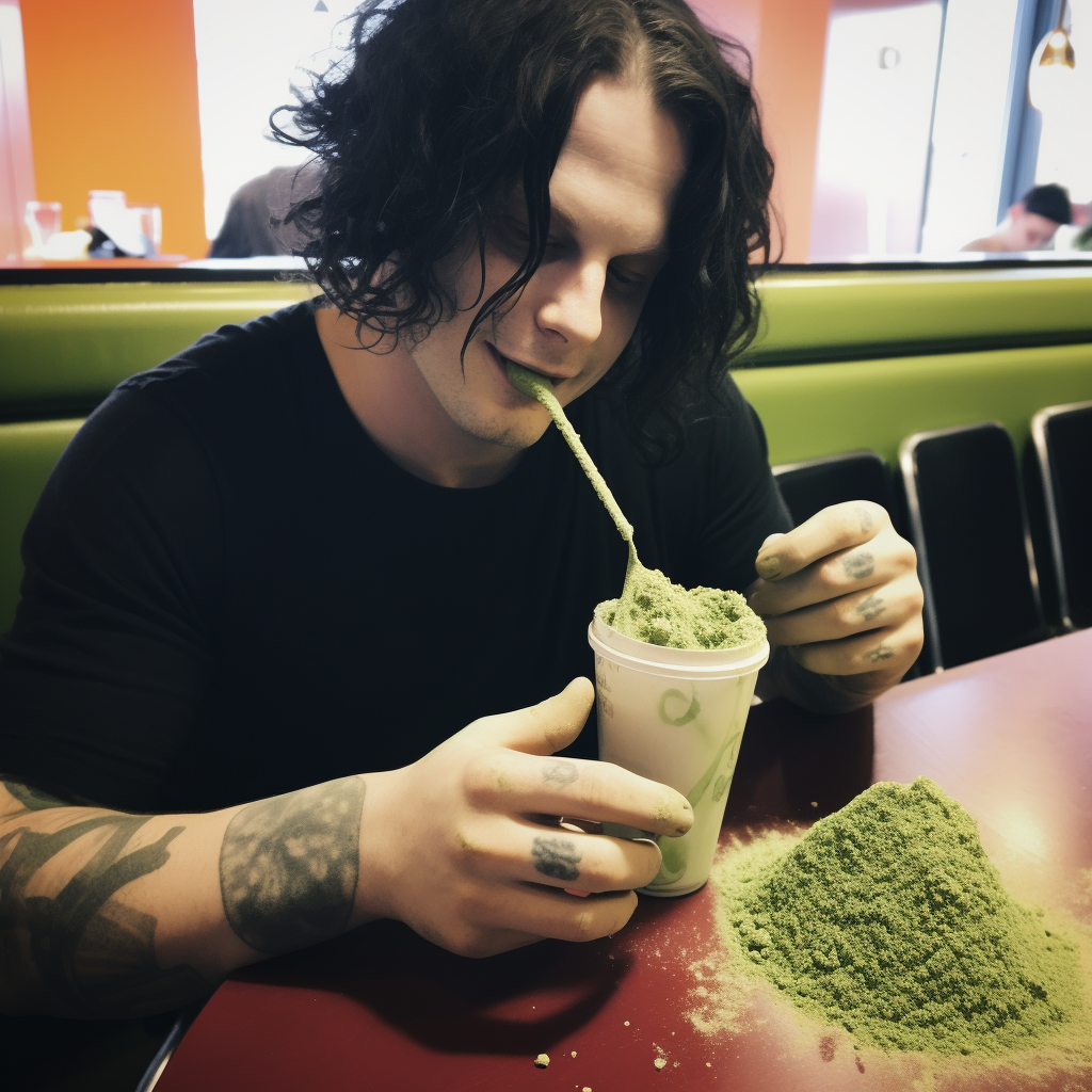 Jack White enjoying kratom powder with a smile