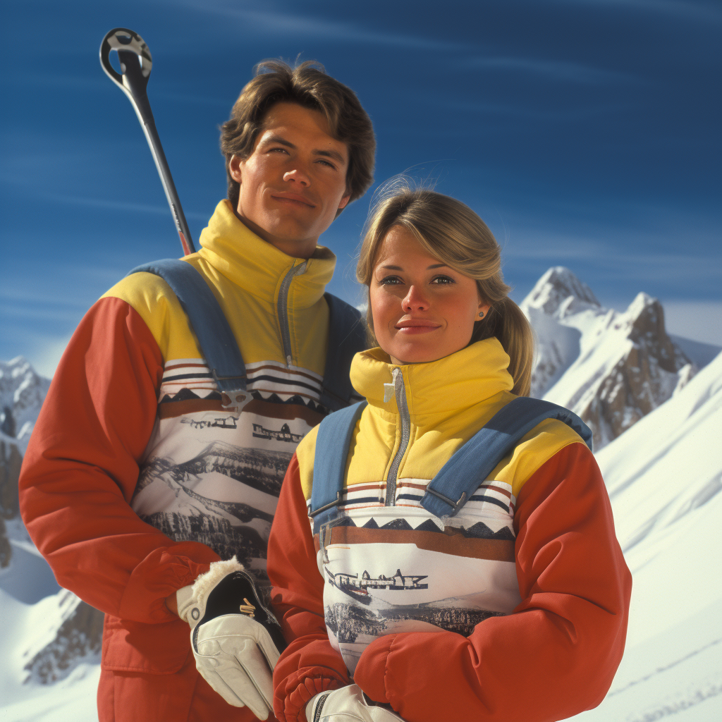 Young couple enjoying skiing at Jackson Hole Mountain Resort