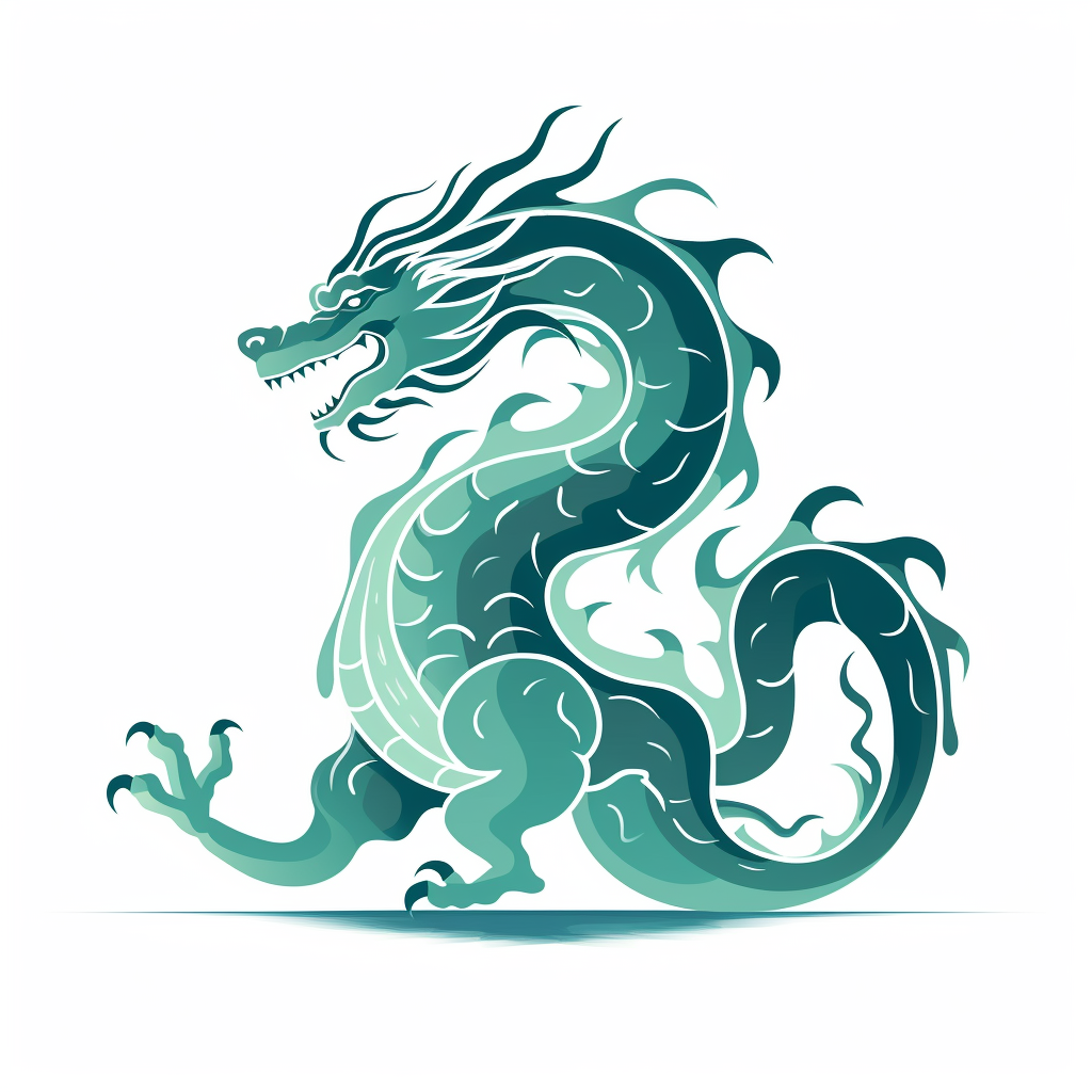 Simplistic jade dragon silhouette