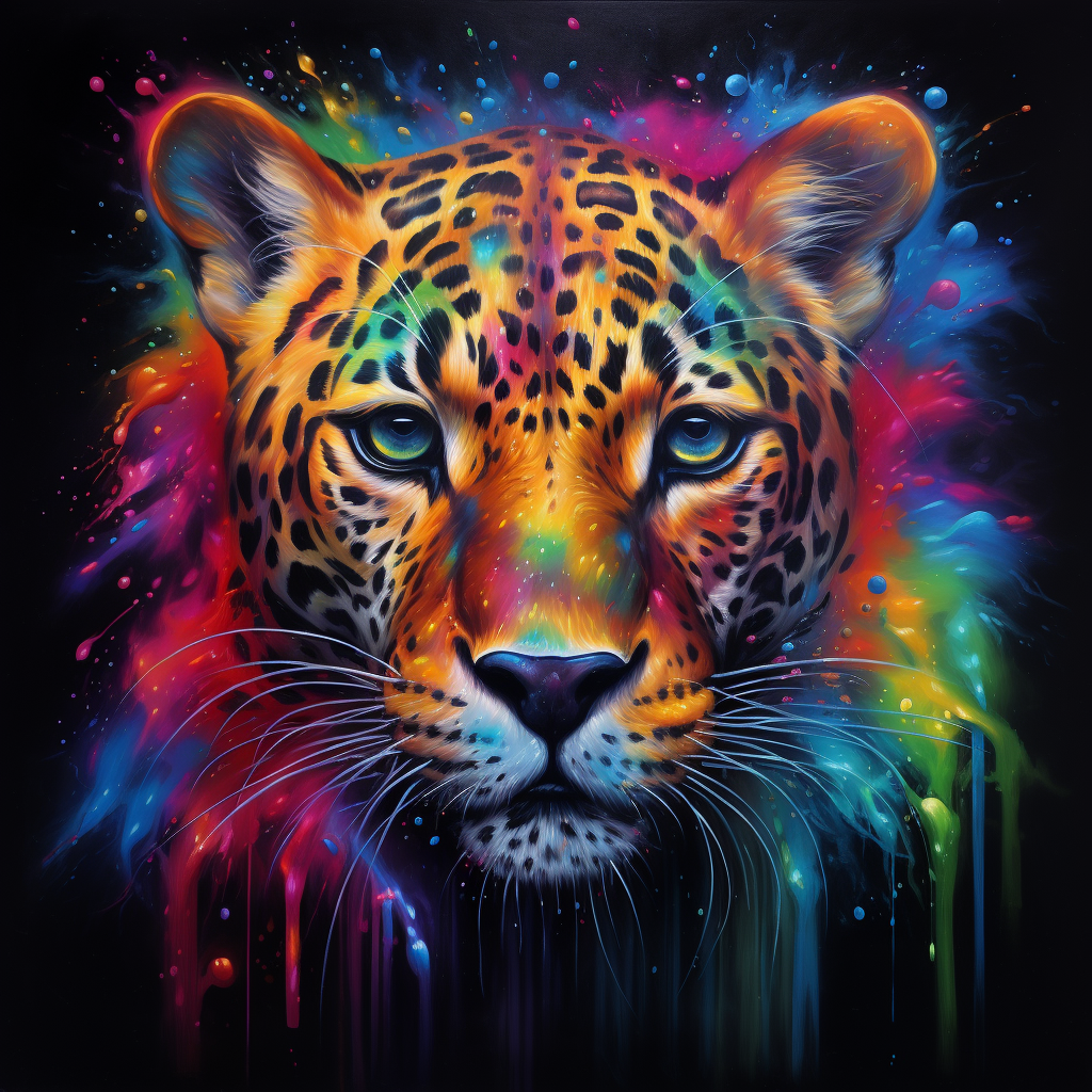 Jaguar art cosmic colourful rainbow