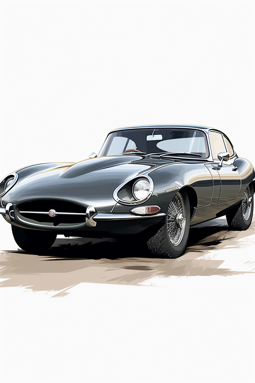 Classic Jaguar Etype on white background