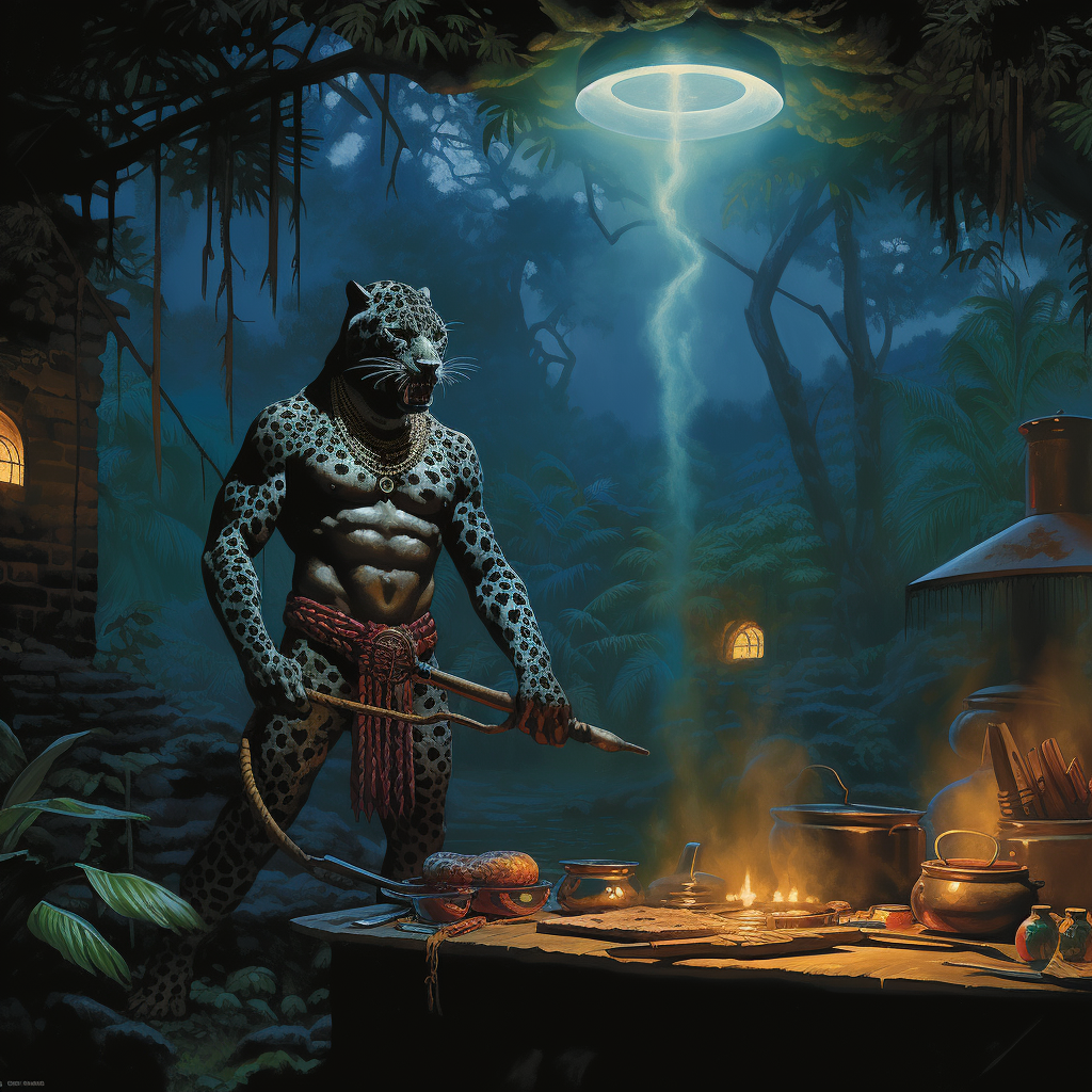 Dark Fantasy Jaguar Warrior with Massive Biceps