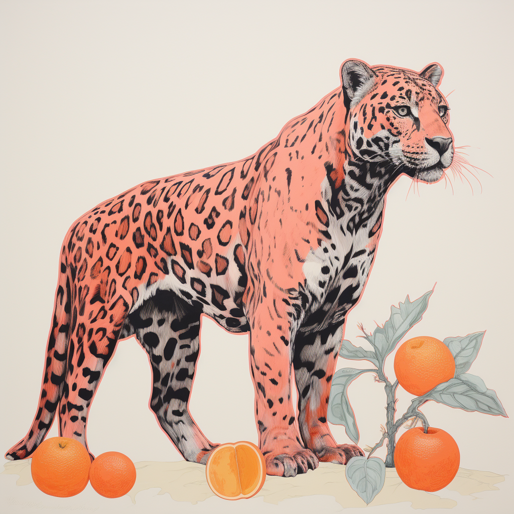 Jaguar with Peach Fur and Peaches