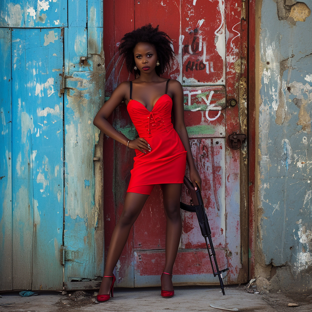 Jamaican woman holding love like weapon