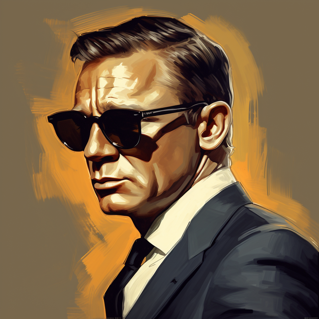 Stylish James Bond sunglasses on black background