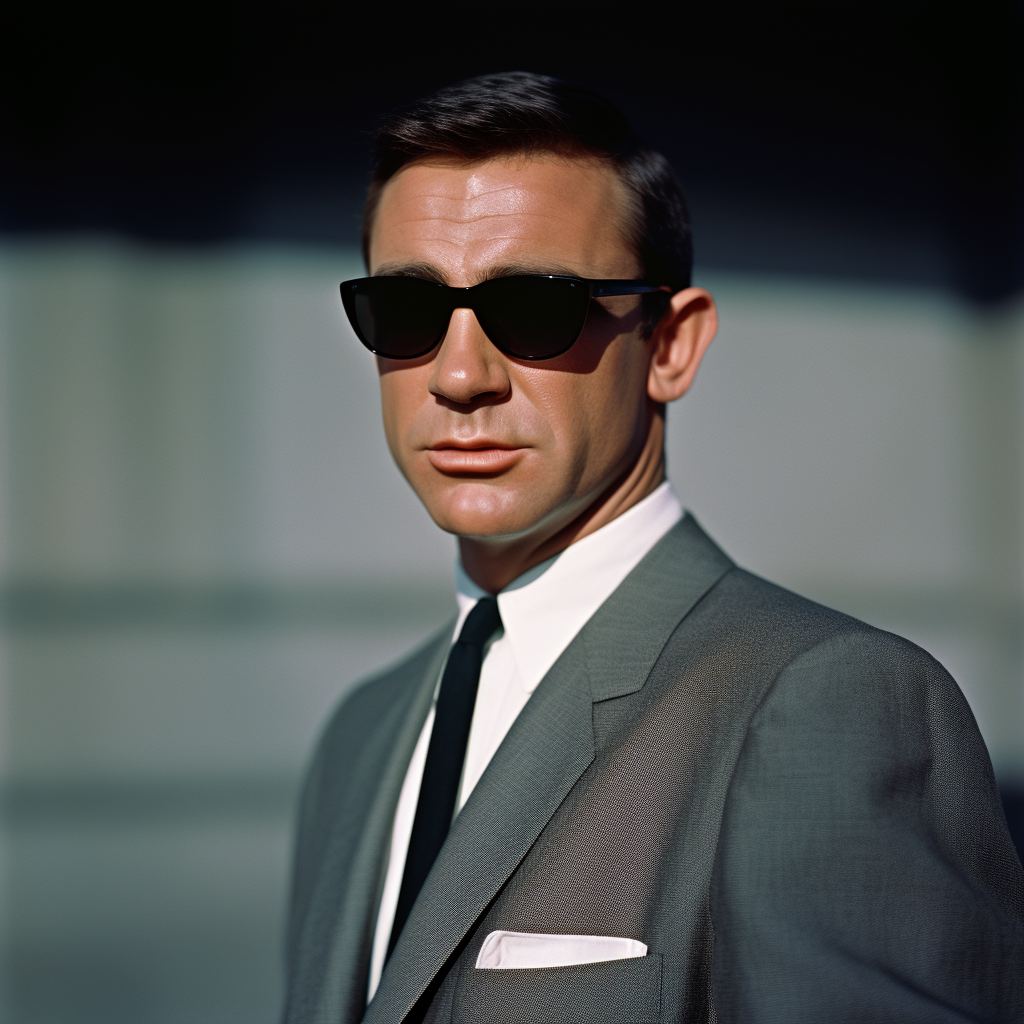 Stylish James Bond Sunglasses on Black Background