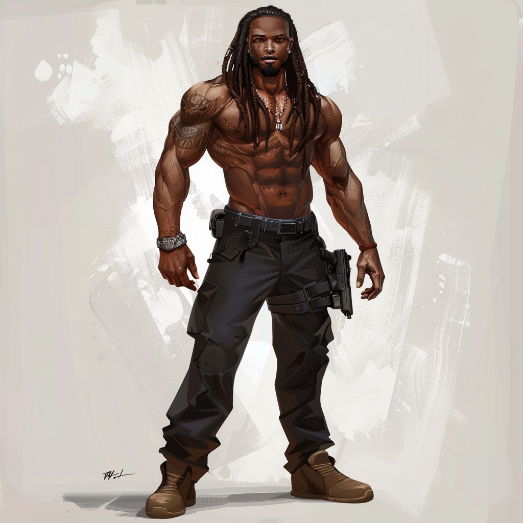 Muscled James Bond with Dreadlocks