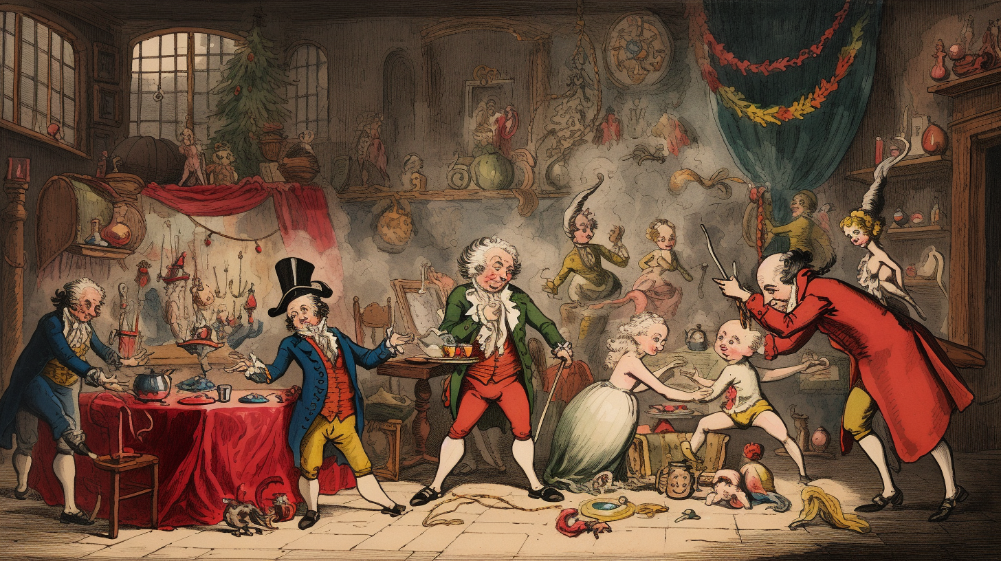 James Gillray Style Christmas Scene Image