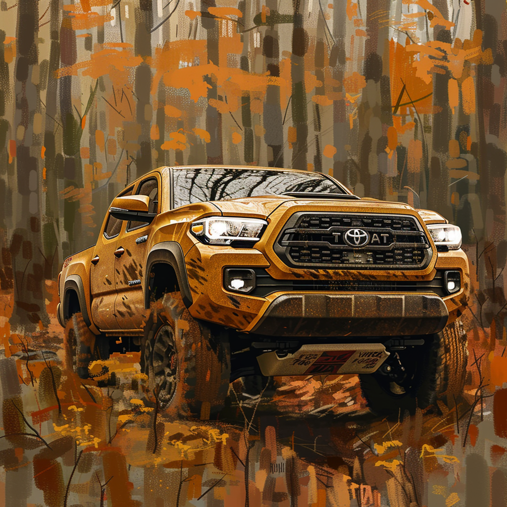 Toyota Tacoma in artistic woods scene