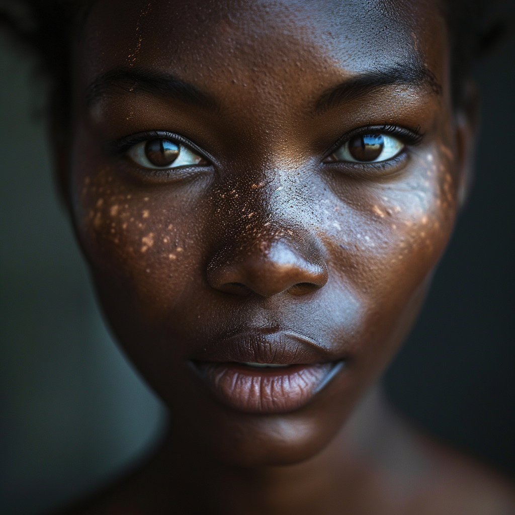 Japanese African model with focus on face