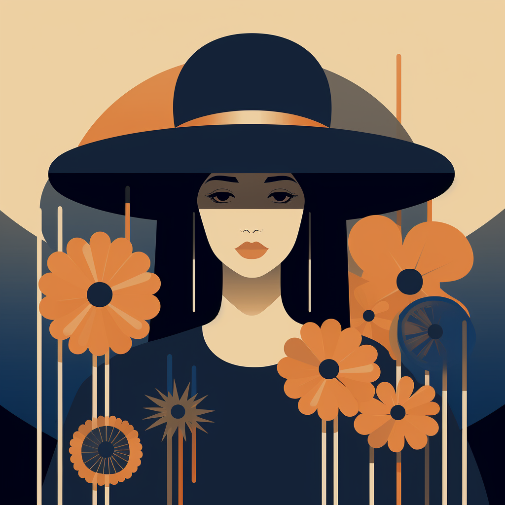 Japandi Girl Large Hat Flowers