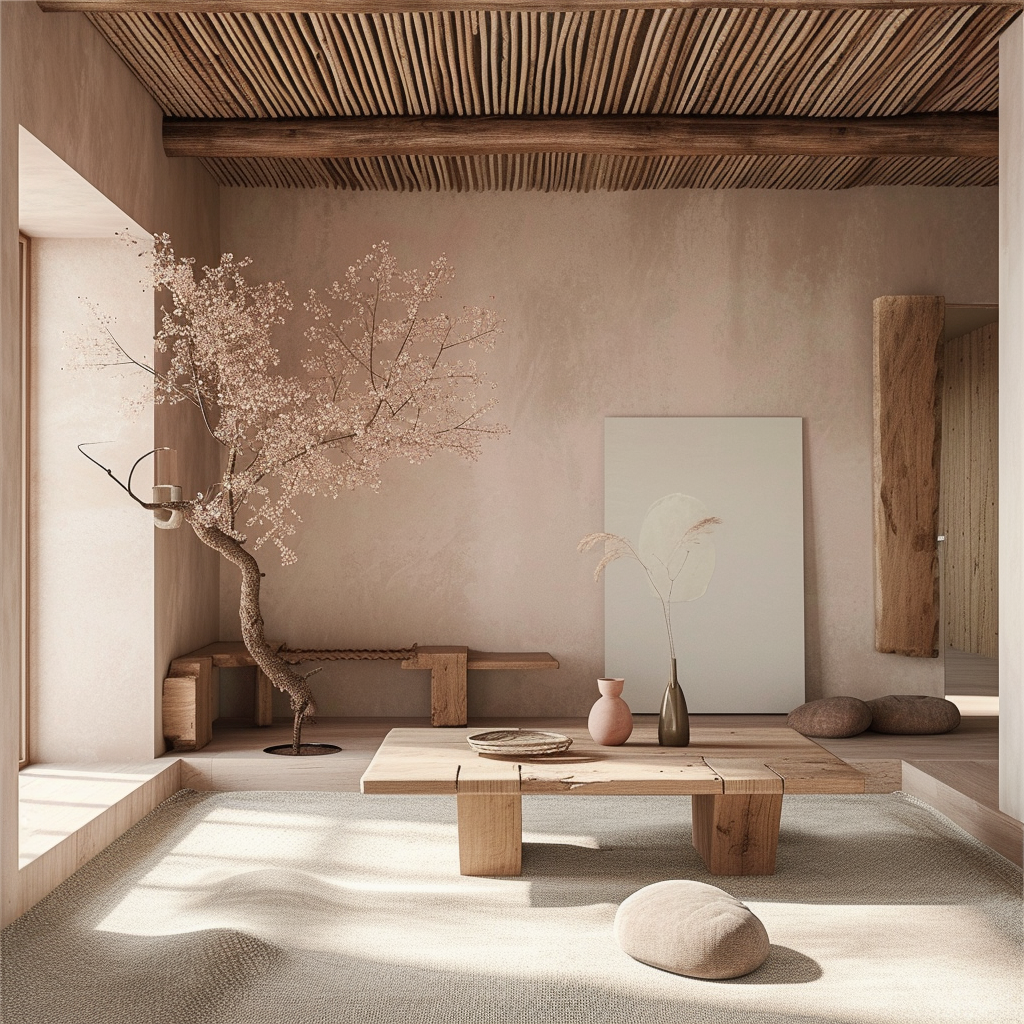 Japandi Interior Artist Studio Wood