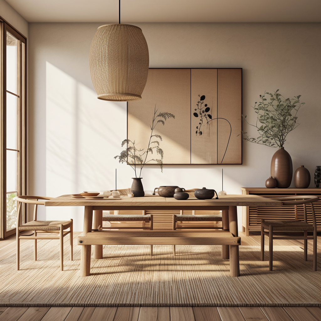 Minimalistic Japandi Dining Room Uplight