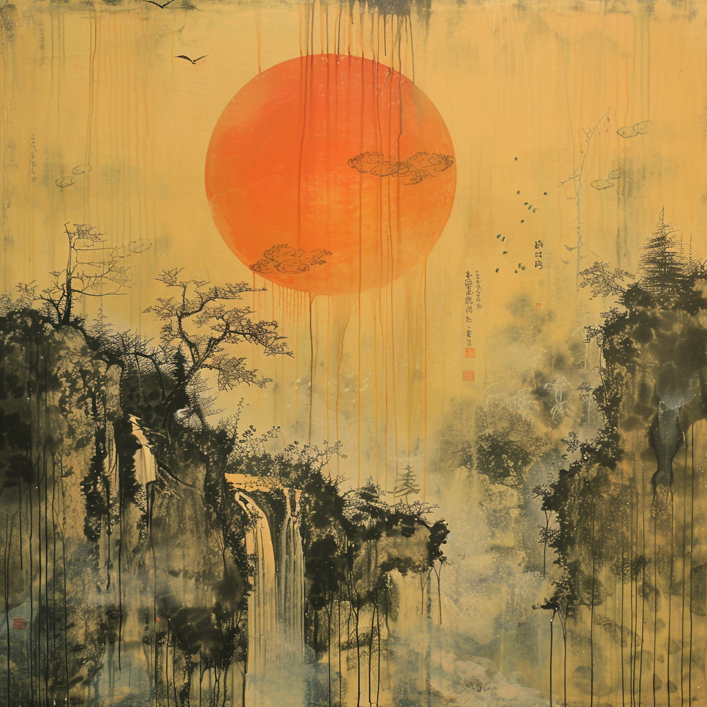 Japandi style summer solstice painting