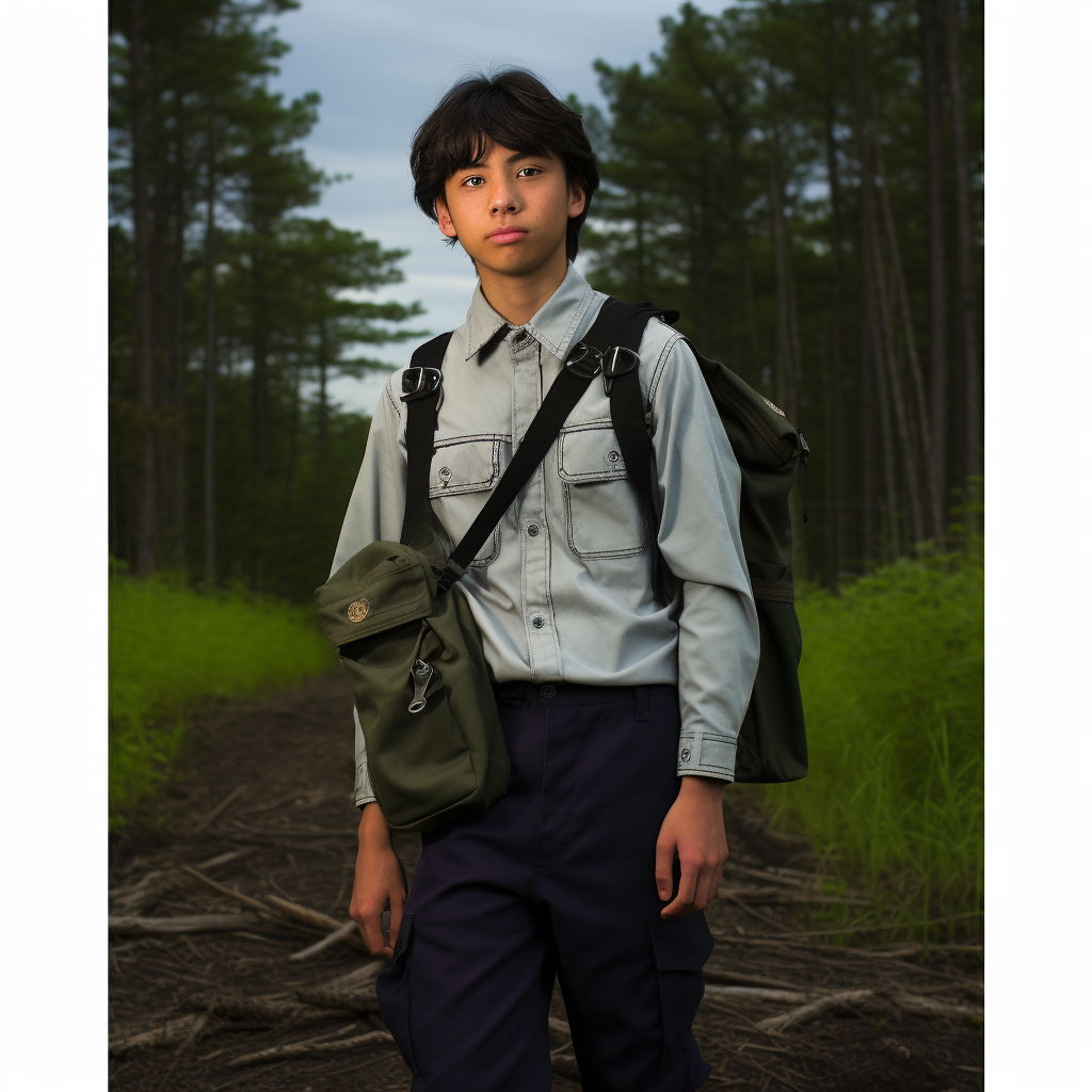 Teen boy in military uniform