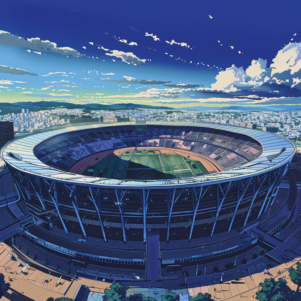 Japanese anime stadium top view