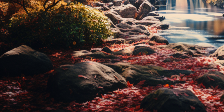 Scenic Japanese Arch Bridge in Autumn Forest