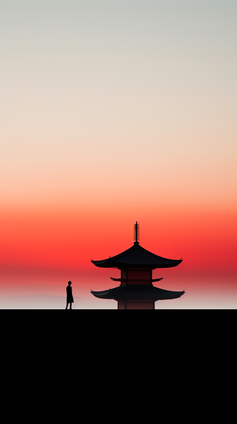 Beautiful Japanese Architecture at Sunset