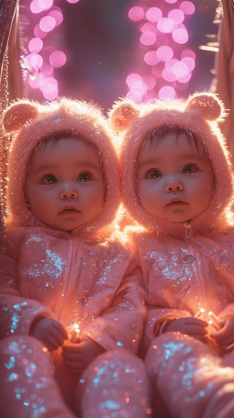 Japanese babies dancing with pen lights