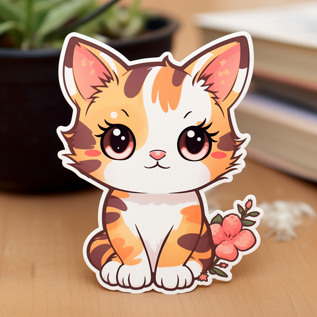 Cute Japanese Cartoon 2D Cat Sticker