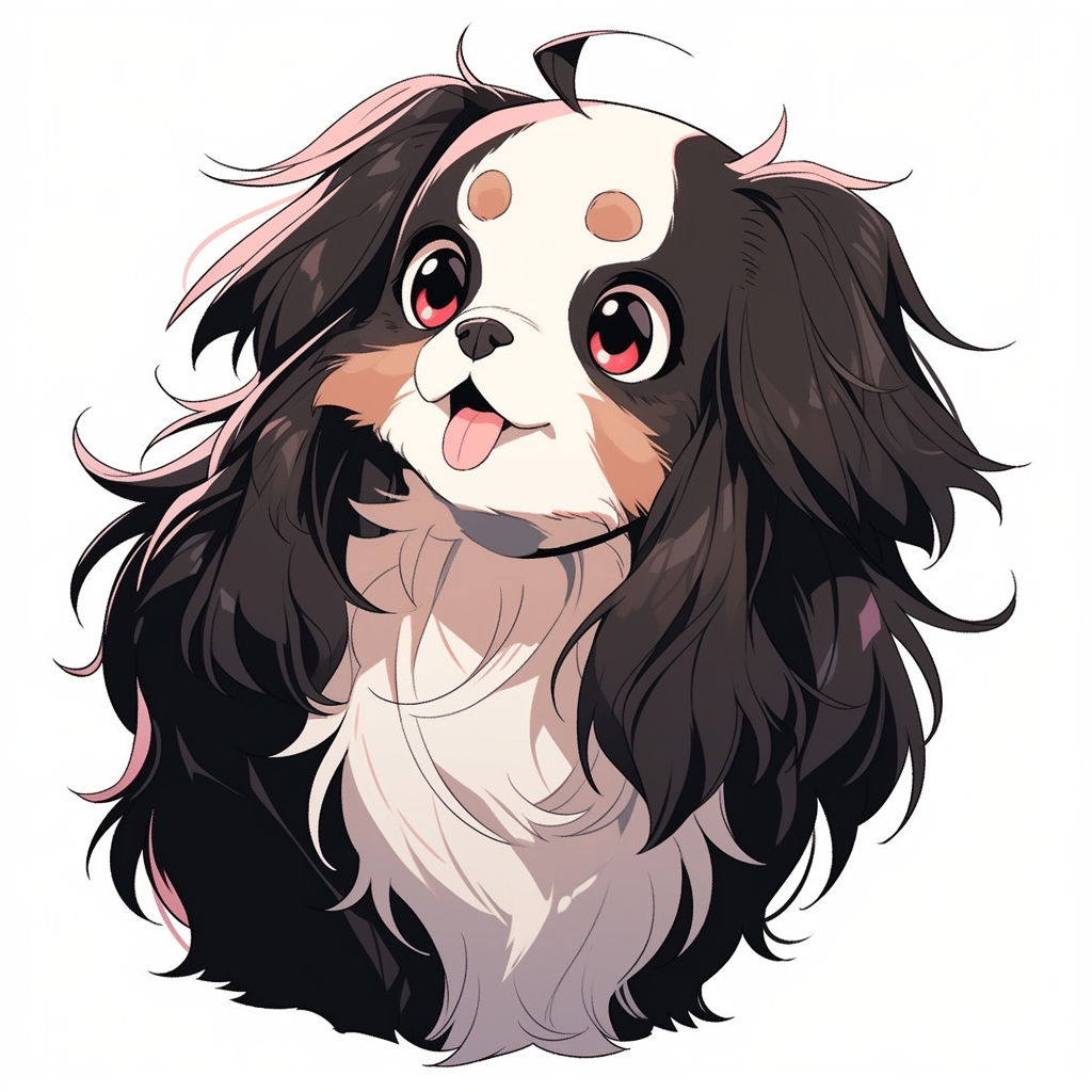 Adorable Japanese Chin Cartoon Head