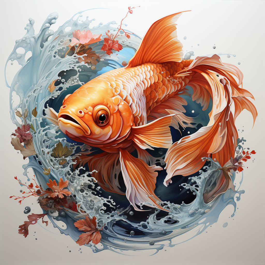 Beautiful Japanese Color Fish Drawing