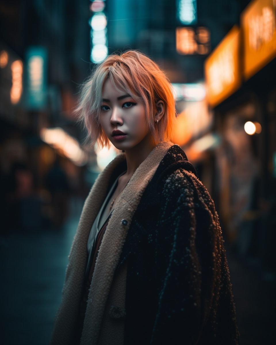 Japanese cute girl with abandoned city background