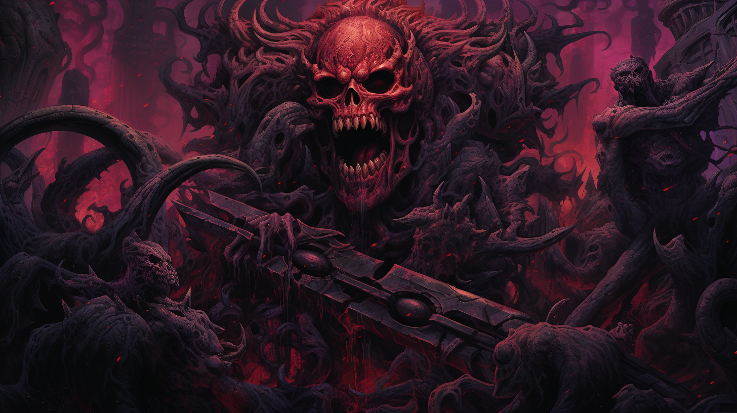 Vibrant Japanese Death Metal Fusion Artwork