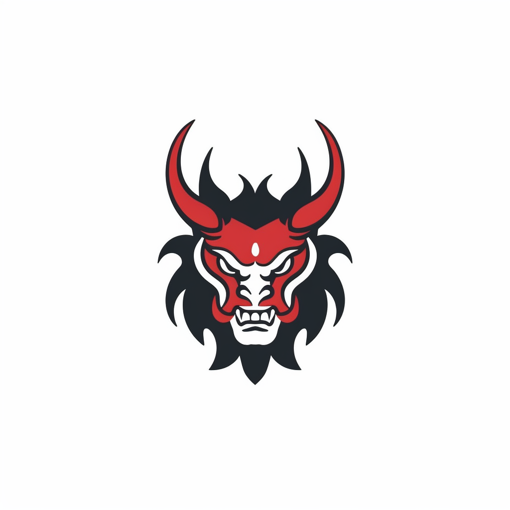 Minimal Japanese Demon Script Persian Miniature Logo Graphic