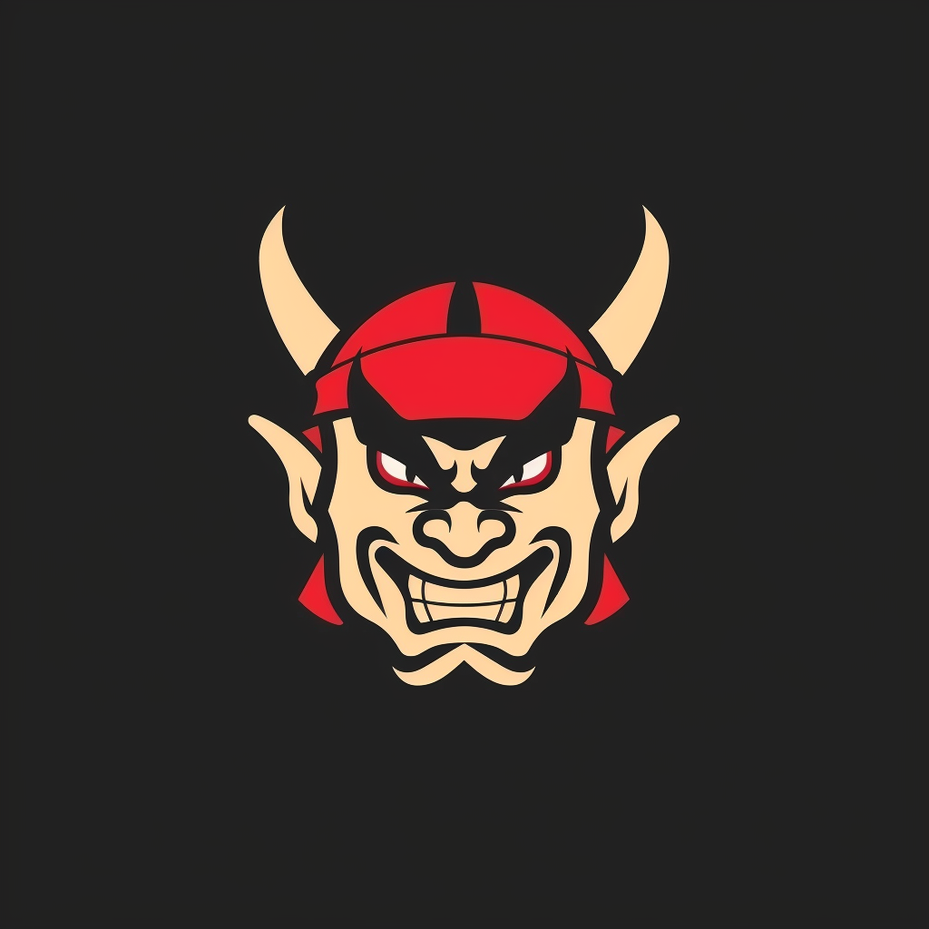 Minimalist Japanese demon vector logo