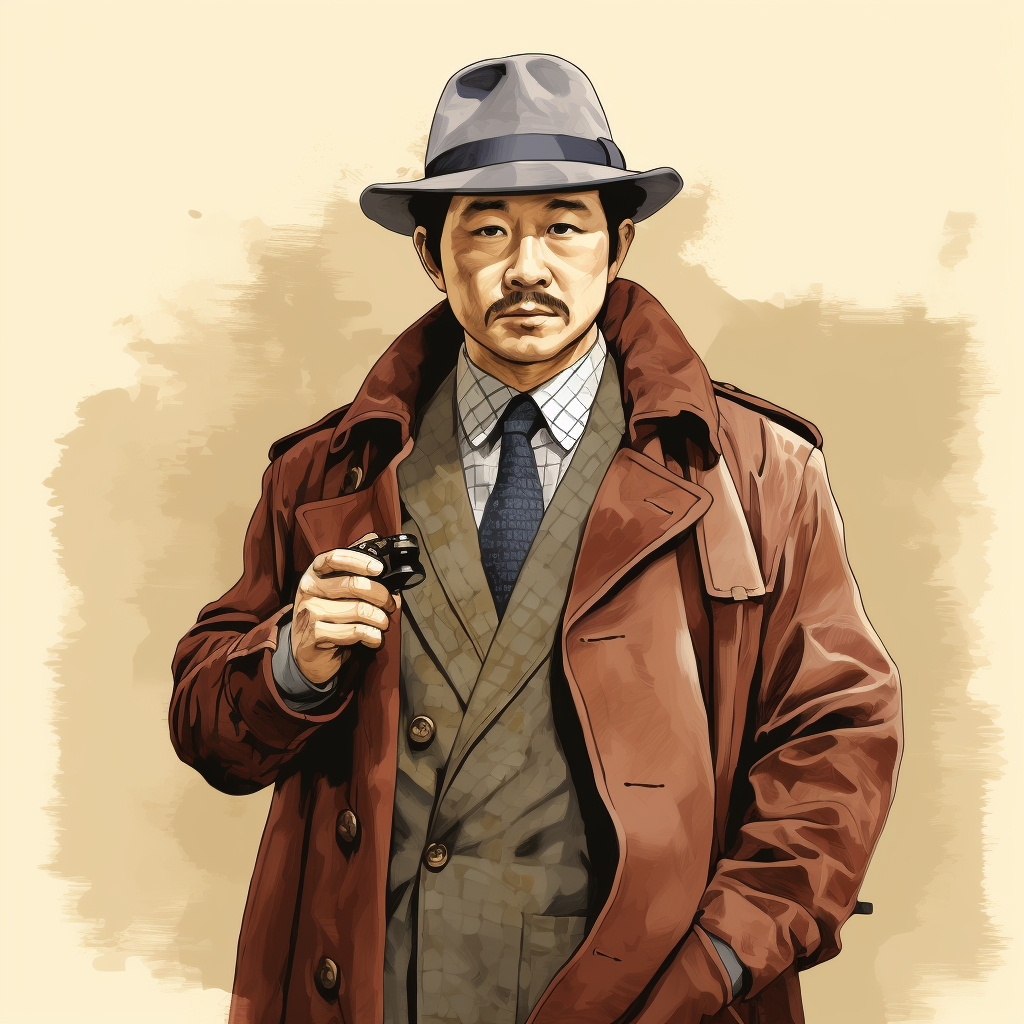 Illustration of Middle-aged Japanese Detective