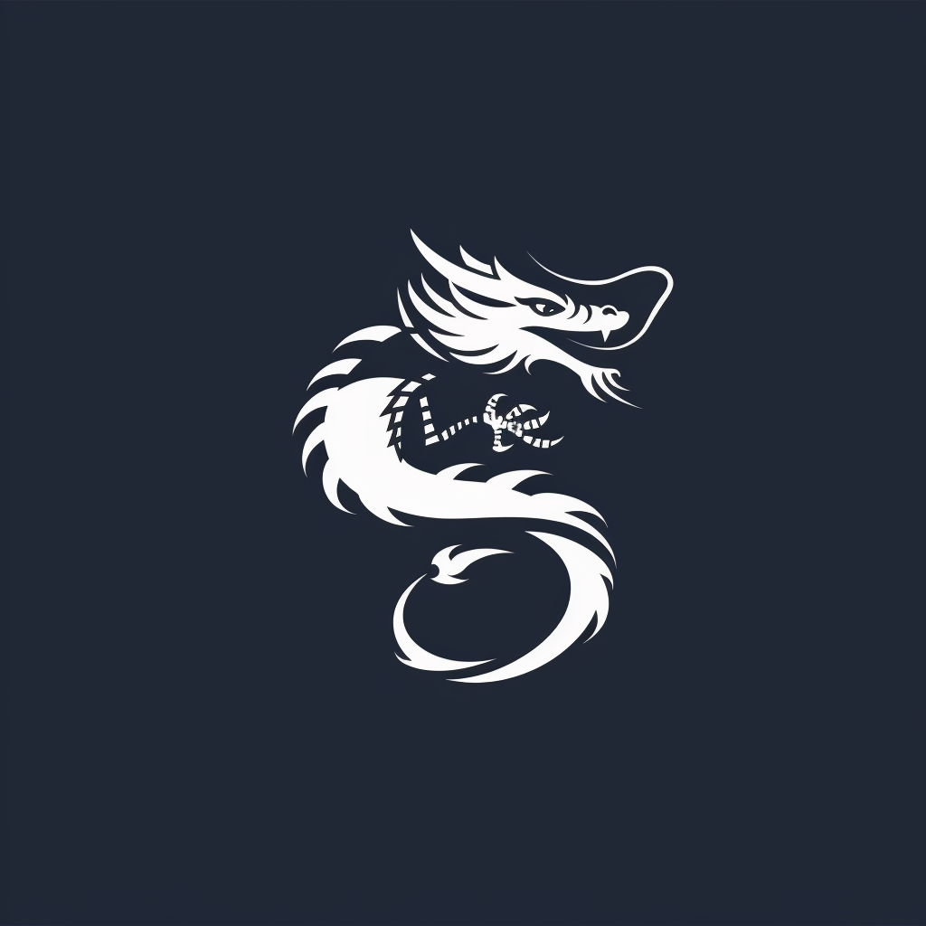 Minimal Japanese Dragon Logo Graphic