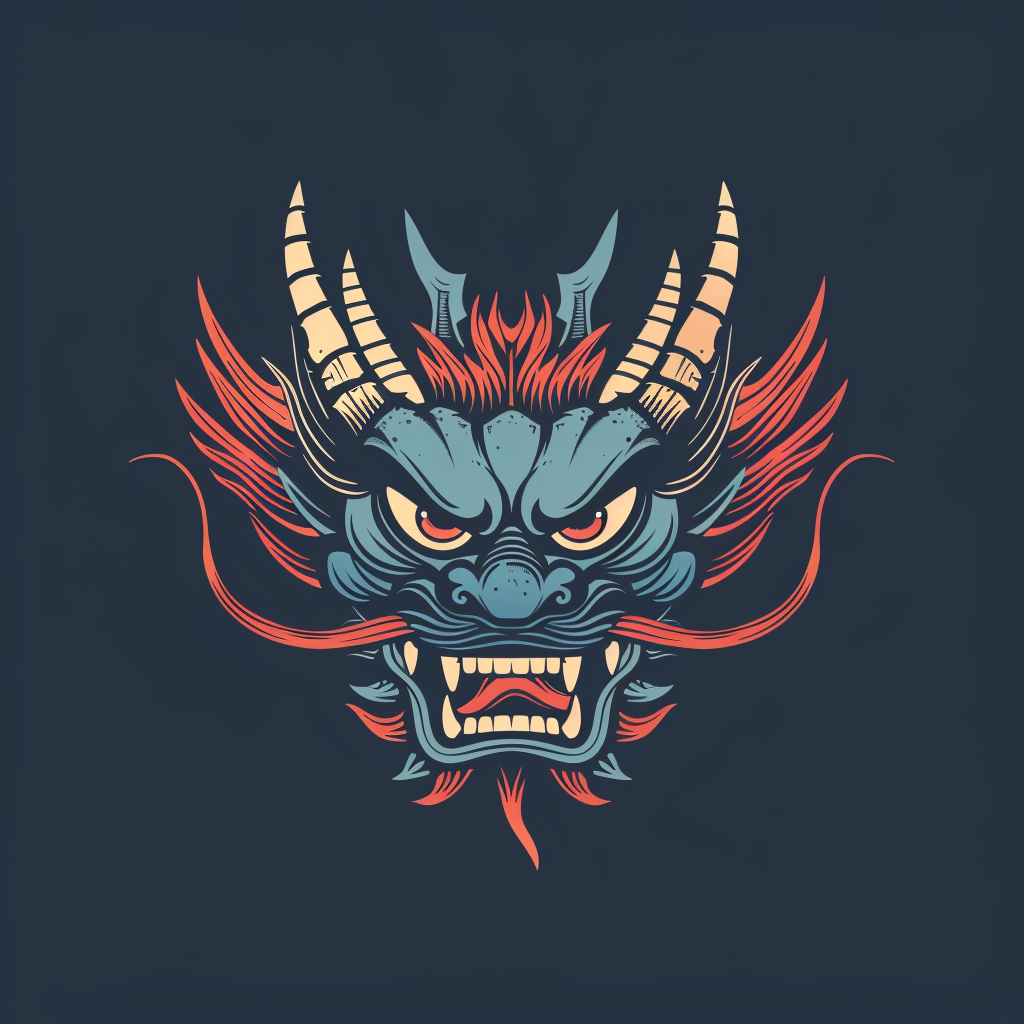 Minimal Japanese Dragon Mask Logo