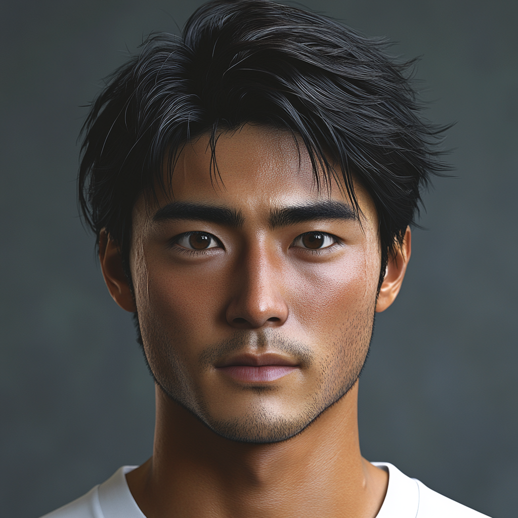 Japanese footballer with transparent background