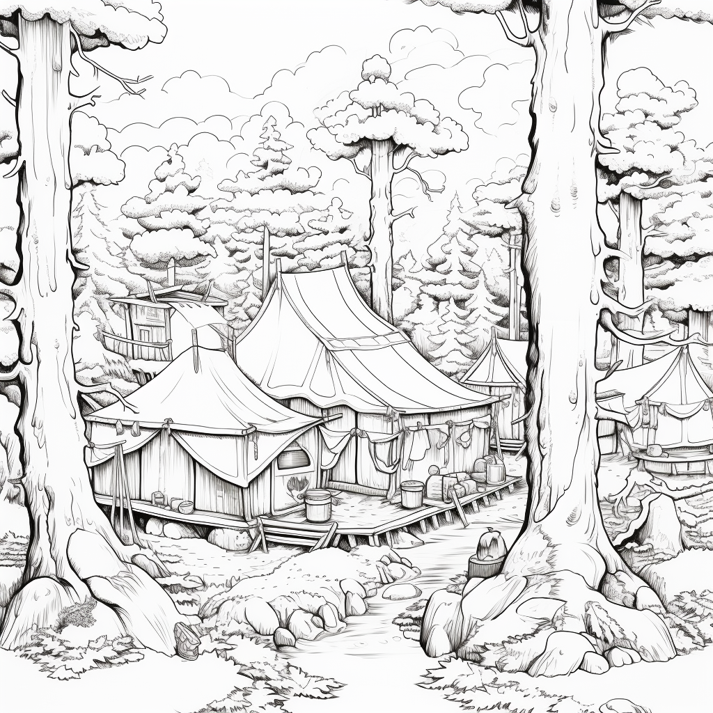 Japanese Forest Camp Ronin Coloring Page