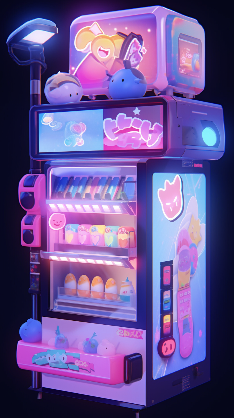 Cute Japanese vending machine with neon lights