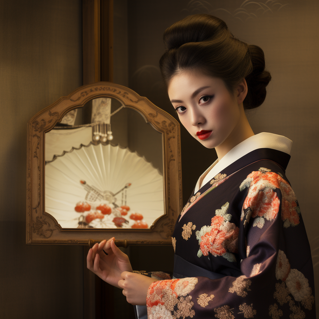 Japanese Geisha Unimpressed Mirror