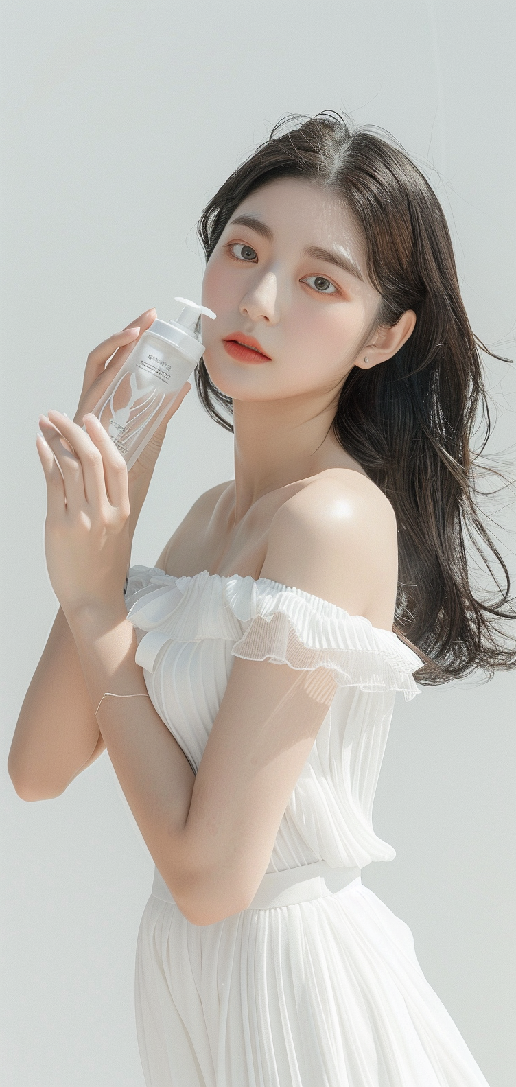 Japanese girl with cleanser products